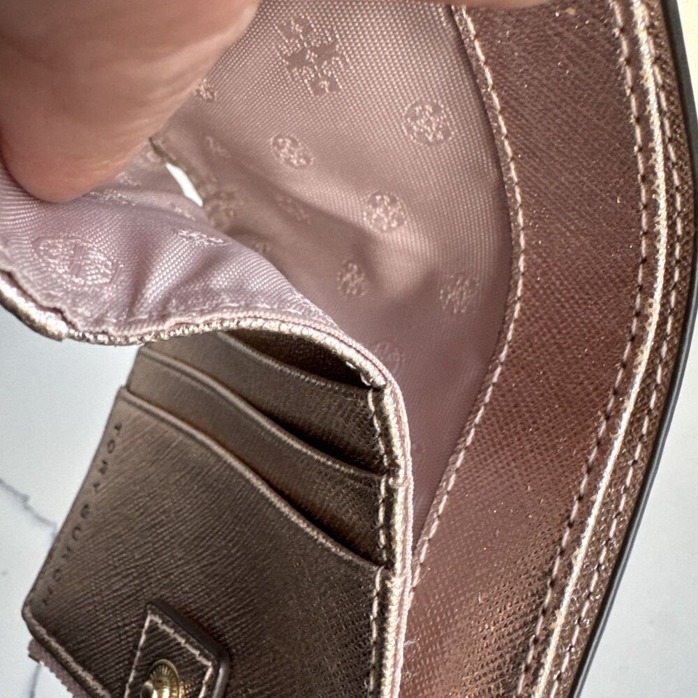 Tory Burch Emerson Mini Leather Wallet Rose Gold Retail $178 - Picture 10 of 13